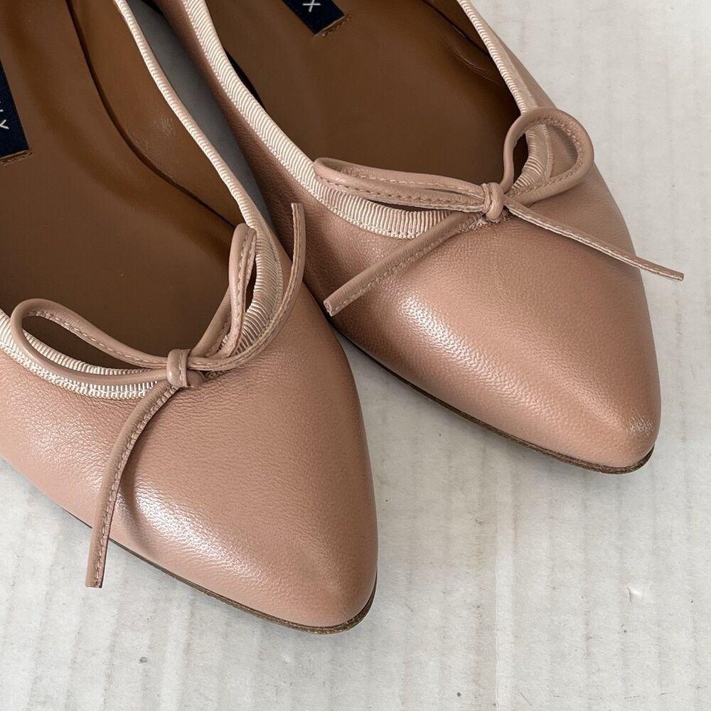 Margaux The Pointe Nude Leather Pointed Toe Ballet Flats Bow Preppy EU 36.5 US 6 - Picture 12 of 16